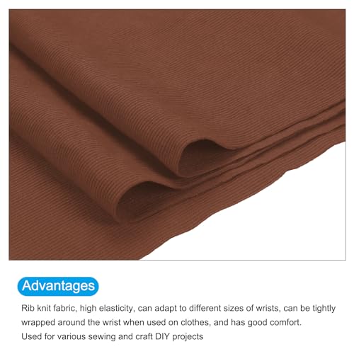 Image of MECCANIXITY 47 inch Elastic Cuffs Ribbed Trims Cotton Fabric Knit Rib Stretch Tape Cuff Sleeve Waistband for Sewing, 20 inch Wide Light Brown