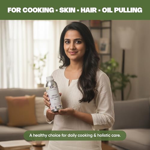 Image of VedaOils Virgin Coconut Oil for Hair & Skin 500ml | 100% Pure & Natural Lightweight Oil | Hydrates, Nourishes, Strengthens Hair & Softens Skin | Non-Greasy & Easy Absorbing