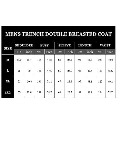 Gafeng Men's Trench Coat Slim Fit Double Breasted Belted Windbreaker Lapel Long Jacket Casual Windproof Overcoat Medium #TOP4