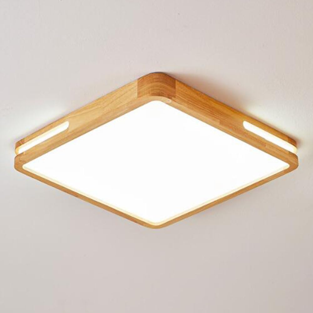 Drewniane Lampy Sufitowe LED Prosta Okrągła Lampa Do Sypialni Trójkolorowa, Energooszczędna Płaska Lampa Kreatywna Kwadratowa Oprawa Oświetleniowa Przemysłowa Do Sypialni, Salonu, Kuchni KNBVFHG