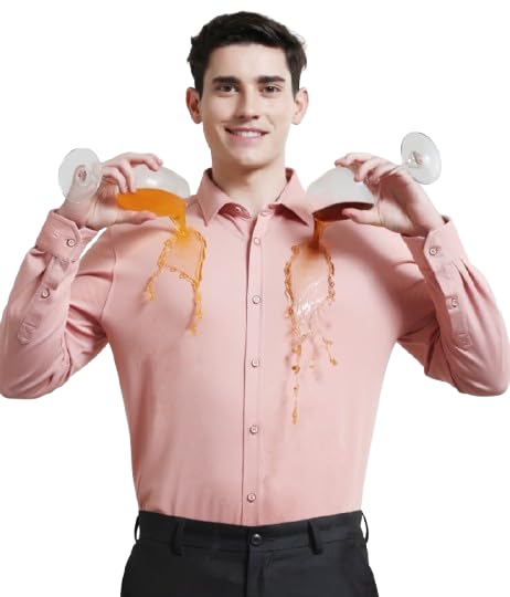 Image of TURMS Men's Solid Knitted Shirts, Odor Control, Stretchable & Breathable, Cotton Blend, Tailored Fit, Full Sleeve