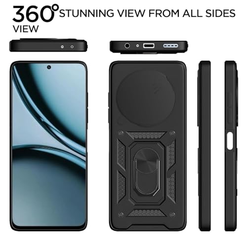 Image of Luxe Back Cover for realme P1 5G / realme 12+ 5G / realme Narzo 70 Pro 5G | D10 Tough Armor Case | Sliding Camera Shield | 360 Protection | Kickstand Ring Holder | Military-Grade Bumper Case