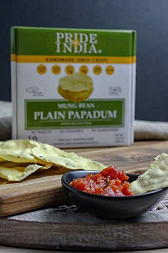 Pride Of India - Assorted Papadum Lentil Crisps - Plain, Salty & Spicy - Pack of 6 (2 Boxes per Flavor) - 6 * 3.53oz (100gm) per 10 Count Box - Party Perfect, Lentil Chips, Gluten-Free, Healthy Snack - Thumbnail 2