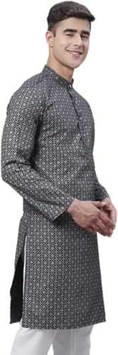Men's Cotton Blend Foil Printed ONLY Long Kurta3