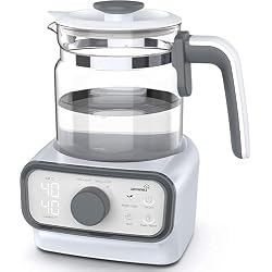 GROWNSY Baby Instant Warmer, Glass Water Boiler with Accurate Temperature Control for Formula, Coffee and Tea, 1.2 Liter Electric Kettle with LCD Display and Timer