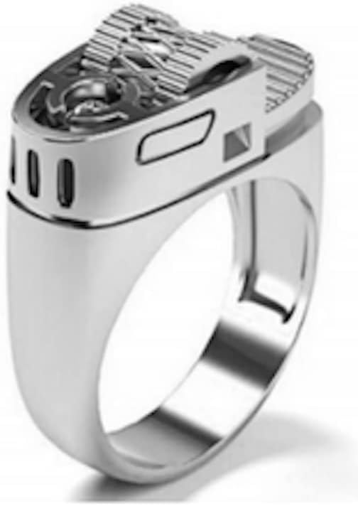 SILVER LIGHTER SHAPED NOVELTY METAL BIKER RING (9)