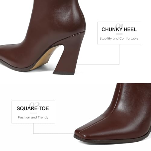 Celbreez Knee High Boots Fall Tall Boots for Women Wide Calf Side Zipper Long Leather Boots Square Toe Chunky Heel Boots 2025 Party Dating Casual Outfits Dress Shoes2