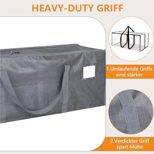 Dntorx 4 Stück 120L Aufbewahrungstasche, Heavy-Duty Umzugstaschen Wasserdicht Umzugskartons Große mit Reißverschluss Griff Faltbar Aufbewahrungsbox für Umzug Camping Kleidung Aufbewahrung (Grau)