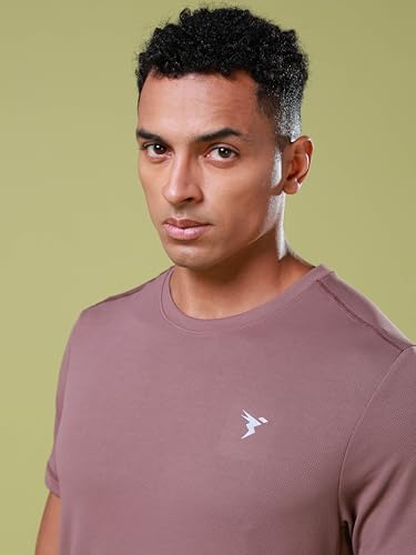 Image of TECHNOSPORT Men's Slim Fit Polyester Activewear Sports T-Shirt with Moisture-Wicking Comfort for Workout, Running & Gym