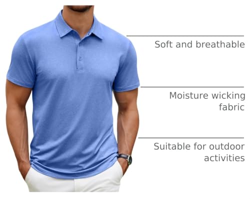 Image of COOFANDY Men's Polo Shirt Golf Quick Dry Performance Short Sleeve Moisture Wicking Athletic Polo Collared Tennis T-Shirt