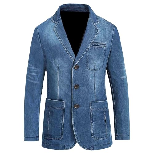 Men's Imitation Denim Suit Blazer Notch Lapel Three Buttons Daily Leisure Tuxedos Jacket