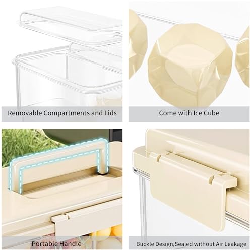 MineSign 3Pack Ice Chilled Condiment Caddy with 4 Removable Containers Taco Ingredient Server with Lid Cooled Garnish Caddy Tray for Taco Mimosa Bar Sauce Fruits&Veggies White by MineSign - Image 7