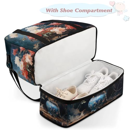 Large Weekender Overnight Bags Color Flowers Oil Painting Travel Duffel Bag for Women Men Gym Bag With Shoe Compartment Foldie Travel Tote Bag Carry On Personal Item Bag for Travel Gym Sports4