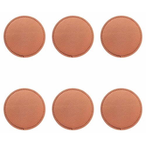 Set 6 sottobicchieri color cuoio in PVC ø10cm, Horeca Brown