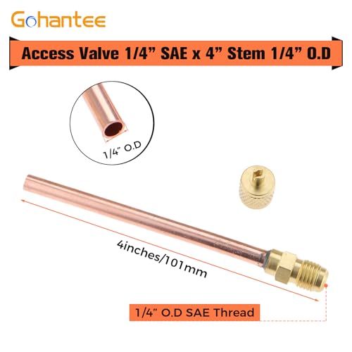 10PCS Access/Service Valve 1/4'' SAE x 1/4'' OD x 4'' Stem Core AC Refrigeration