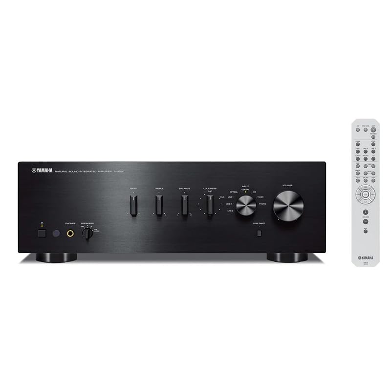 Image of Yamaha A-S501 Amplifier Bundle w /AudioQuest Jack Russell Cable (Black) | Integrated amplifier with 85W x 2, optical /coaxial inputs, Pure Direct and AudioQuest Jack Russell 4m subwoofer cable