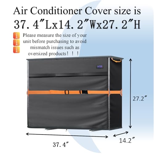 Image of Mini Split Air Conditioner Cover for Outside Units,600D Waterproof Air Conditioner Mini Split Cover with Vent Hole,Outdoor Rectangular Air Conditioner Covers for AC Units, Fits up to37 inchLx14 inchWx27 inchH.
