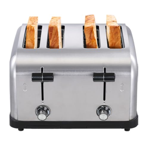 Image of 1800W Commercial Grade 4-Slice Pop Up Toaster -Stainless Steel 6-Browning Settings for Bread with Removable Crumb Tray for Bagel Bread English Muffins, Waffles (Commercial & Home Use)