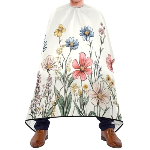 Kigai Hair Cutting Cape for Men & Women Colorful Wildflowers Waterproof Barber Cape Professional Hairdressing Salon Styling Cape with Adjustable Closure Snap