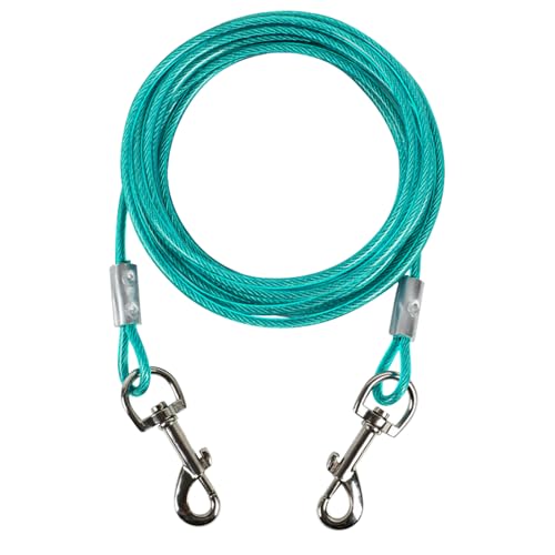 Heavy Duty 10 ft Outdoor Dog Tie-Out Cable with Metal Carabiner Weather-Resistant Yard Tether for Small to Large Dogs