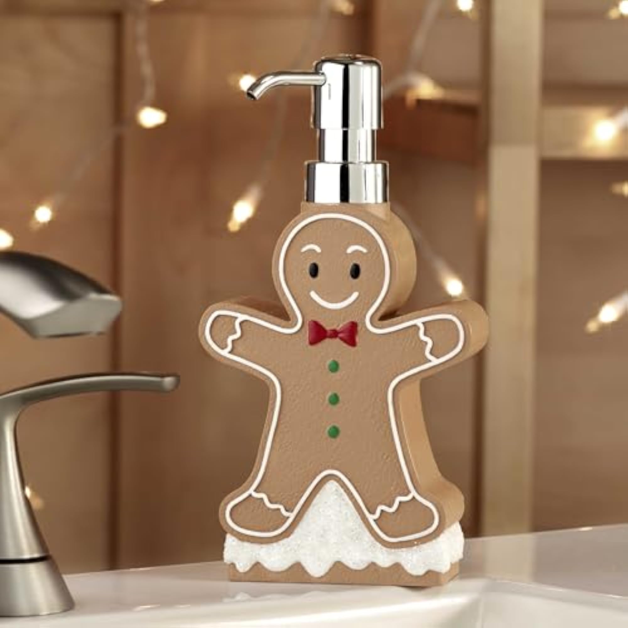 Hand-Painted Resin Lotion Pump Dispenser, Holiday Decor