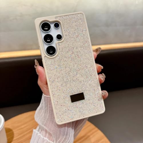 Coque rigide S24 Plus antichoc paillettes beige anti-rayures