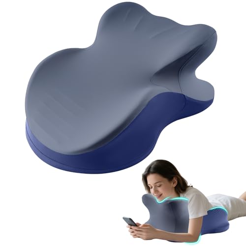 Image of MOONYOOY Ergonomic Zoned Memory Foam Wedge Pillow for Bed, Prone Sleeping & Reading Cushion with Unibody Incline, Targeted Support for Stomach Sleepers & Back Pain Relief, Washable Cover, Blue