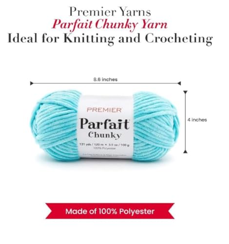 Image of Premier Yarns Parfait Chunky Chenille Yarn 3.5 Oz 6 Super Bulky Weight 3 Pack Bundle with Bella's Stitch Place Holders (Turquoise)