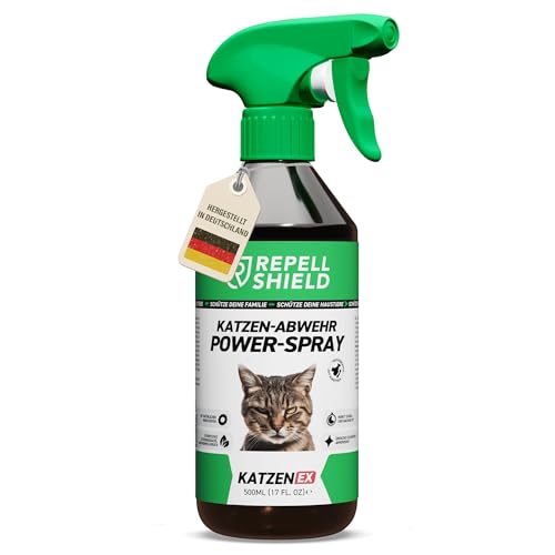 RepellShield® Natürliches Katzenabwehrspray -0.5L- Katzenschreck Spray zum Katzen vertreiben & Anti Kratz Spray Katzen mit Geraniol - Ohne Flecken & Rückstände