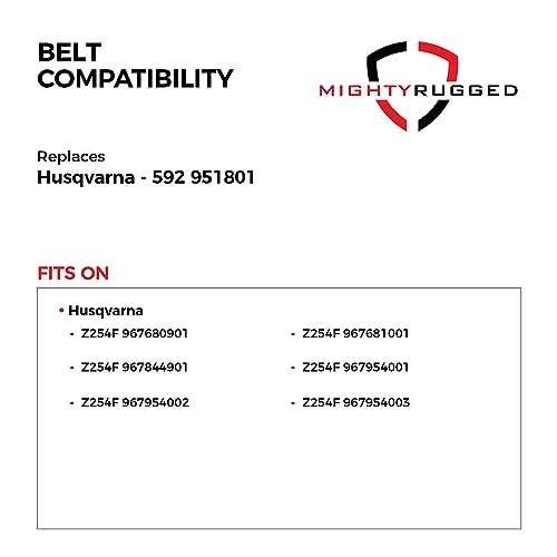 Image of MightyRugged 592951801 Husqvarna Deck Belt Replacement - Belt Length 152 inch - Premium, Heavy-Duty, Aramid Cord for Husqvarna Zero-Turn 54 inch Deck Mowers, Z254F