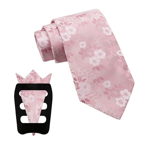Image of Mantieqingway Floral Ties for Men, 3pcs /set Neck Tie Pocket Square Holder Set for Wedding Business Prom Party Usual