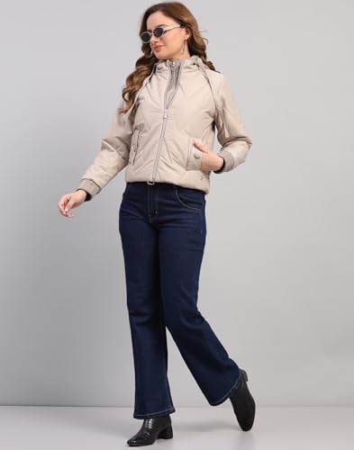 Image of Monte Carlo Womens Regular Fit Self Designed Hooded Zipper Full Sleeve Winter Jacket Women Winter Jacket | Stylish Zipper Jacket | Casual Winter Wear For Women's (Pack Of 1)