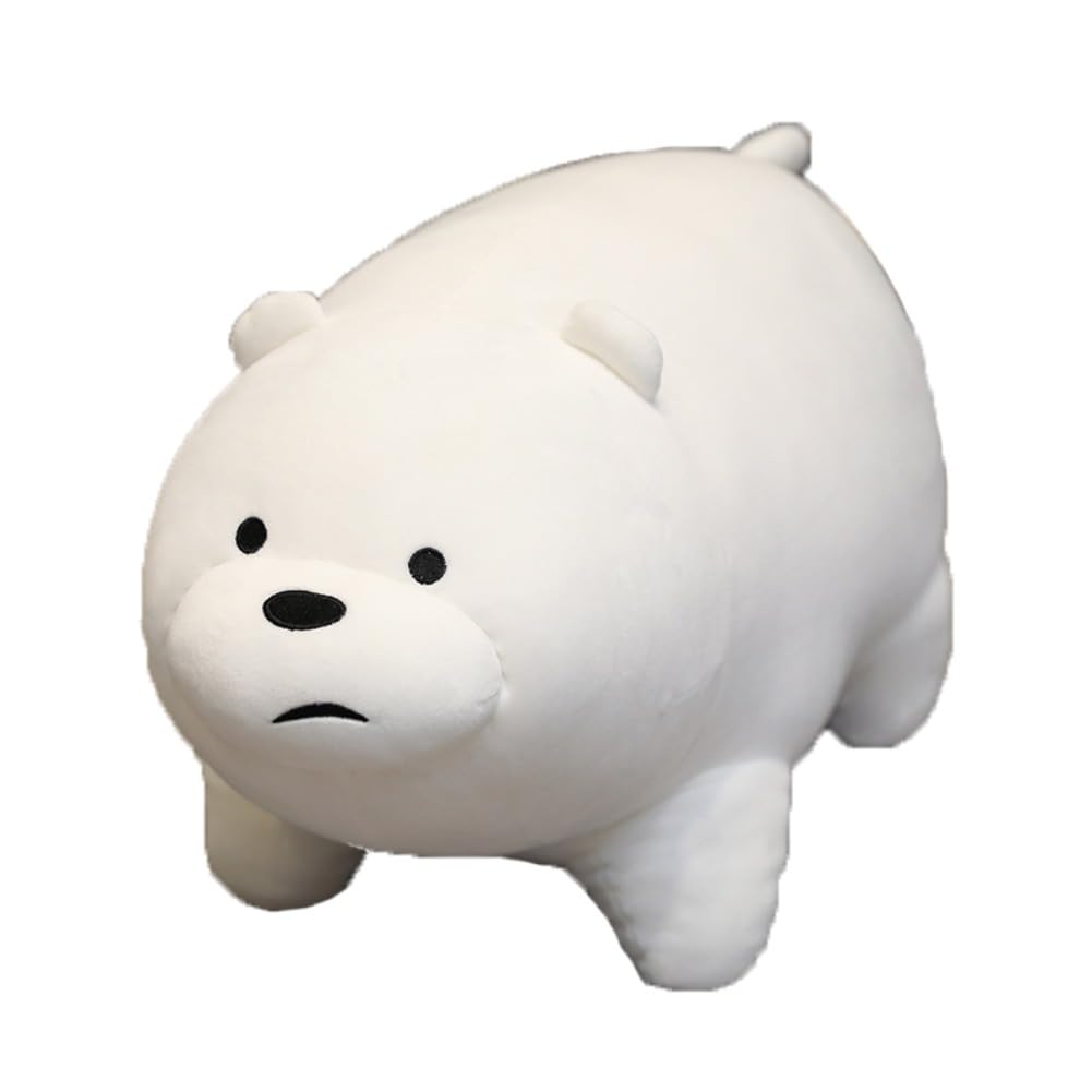 MayDee 3 BareBears Plush Doll - Cute Ice Bear, Grizzly, Panda Stand Bears Stuffed Doll Toys for Kids Kawaii BareBears Cushion Throw Pillow (White,28cm)