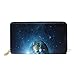 Produktbild GIGIJY Galaxy Earth and Sun Geldbörse, mehrere Kreditkartenfächer, Tasche für Frauen, echtes Leder, mit Reißverschluss