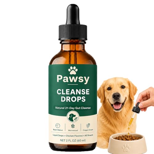 Pawsy Parasite Cleanse Drops Triple Action Probiotics Supplement Drops Natural Herbal for Gut HealthSuitable for All Stages 2fl oz (1 Pcs)