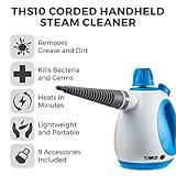 Tower THS10 Handheld Steam Cleaner, Includes Crevice Tool, Flexible Hose, 1050 W, Brush Tool, Microfiber Cloth, Blue, 250 ml Capacity - Image 2