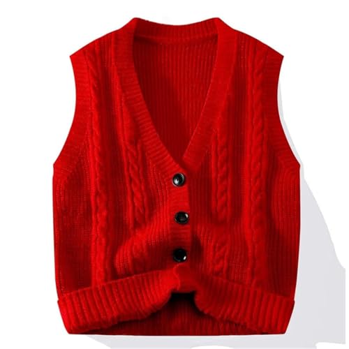 Men Fall Winter Fashion Cardigan Striped Knit V Neck Sweater Vest Sleeveless Casual4