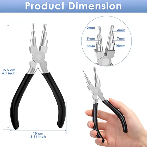 Image of Bail Making Pliers, 6 in 1 Round Nose Pliers for Making Jump Rings, Wire Wrapping, Jewelry Making, Loop Making, Forming Bends