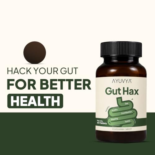 Image of Auvya Gut Hax | Ayurvedic Tablets for Gas, Acidity, Bloating & Constipation | Supports Digestion & Gut Health | 60 Ayurvedic Tablets | As Seen on Shark Tank