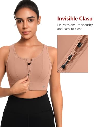 Image of Yvette Front Closure High Impact Sports Bra for Women | Cup Sizes A to DDD Up to 5XL, Sewn in Pads, No Underwire, Breathable Fabric Moisture-Wicking, Easy on and off, Full Coverage