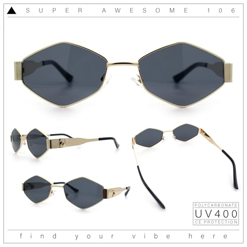 Retro Diamond Shape Hustler Metal Rim Gangster Sunglasses2