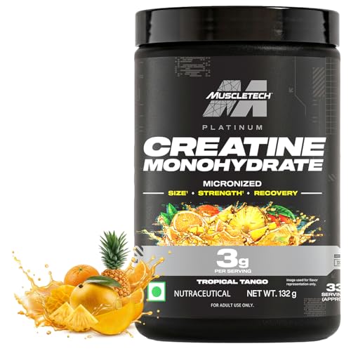 Image of MuscleTech Platinum Creatine Micronized Powder | 33 Servings, Tropical Tango | Improves Strength, Power & Muscle Recovery |Muscletech Creatine Flavored - 132g
