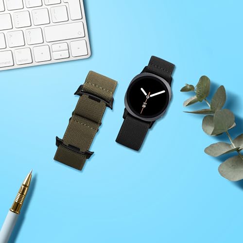 kwmobile 2X Sportarmband kompatibel mit Samsung Galaxy Watch 8 Galaxy/Galaxy Watch 8 Classic 46mm Armband - Sport Ersatzarmband Set aus Nylon für Fitnesstracker - Schwarz Dunkelgrün