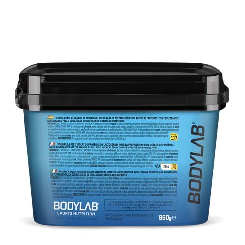 Bodylab24 Clear Whey Isolate, Eistee Pfirsich, 960 g | Erfrischend fruchtige Proteinlimo, über 80 % Eiweiß, hochwertiges Molkenprotein-Isolat, ideal rund ums Training