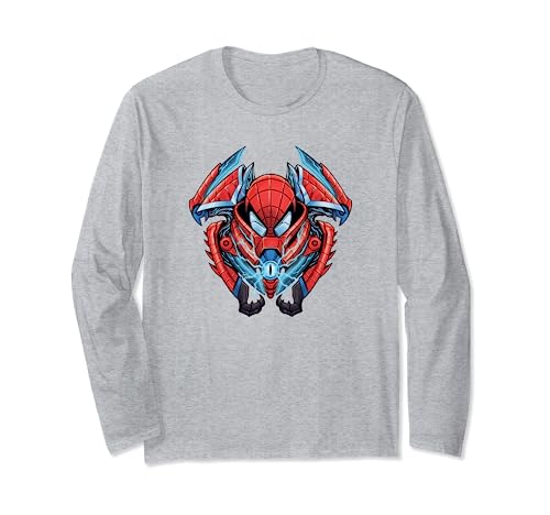 T-shirt Marvel Mech Strike Spider-Man manches longues noir imprimé Monster Hunter pour adolescent