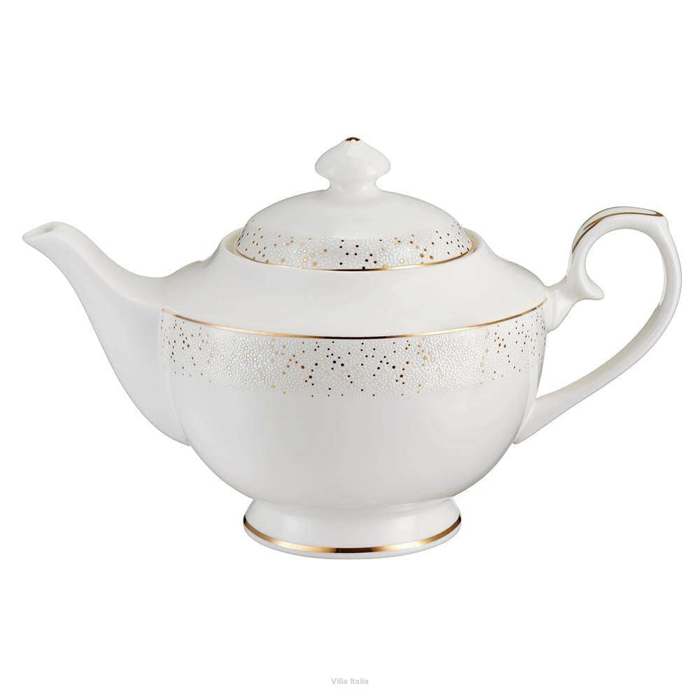 VILLA ITALIA Zestaw filiżanek do kawy Serwis kawowy porcelanowy na 12 osób 39 elementów Filiżanki ze spodkami Talerzyki deserowe Dzbanek do herbaty Cukiernica Mlecznik DIANA DS101