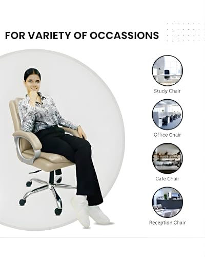 Image of activa Executive Revolving Office Chair | Ergonomic Computer Desk Chair with Cushioned Seat| Heavy Duty Steel Base, Adjustable Height & 360 Swivel Wheel| Study /Home /Offcie Visitor Chair (Star, Beige)