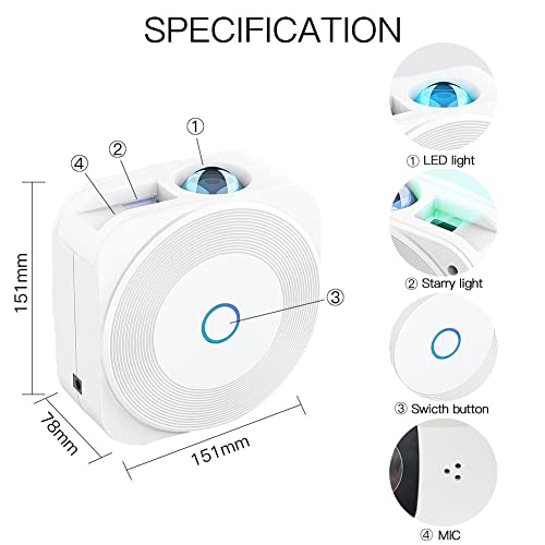 Star Projector Galaxy Light [Smart App Control] For Kids Adults Bedroom,Room Decor,Game Room,Party, With Music Sync, 24H Timer, Rototable Nebula Stars, Brightness Adjustable, Diy Modes #TOP7