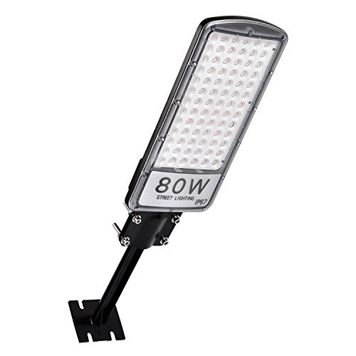 LED Lampe de la Rue 80W Réverbère Lumière de Sécurité Lampadaire Lampe d'éclairage Extérieur IP67 Blanc Chaud LED Lampe lumière de pôle pour Chemin Jardin Place Panneau d'affichage Usine Port Stade