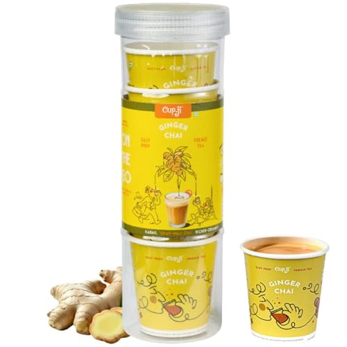 Image of Cup-Ji Ginger Chai Premix Cups | Instant Tea | 7 Cups | Each Cup Size 210 ml | Kadak Ghar-Wali | No Added Sugar | On the Go | Easy Prep | For Office and Travel